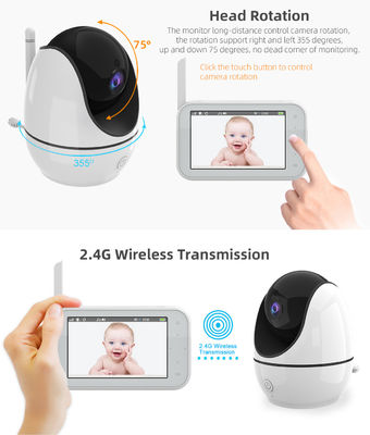 PTZ Digital Wireless Baby Monitor Tombol Sentuh Layar Jarak Jauh 4,5 Inch