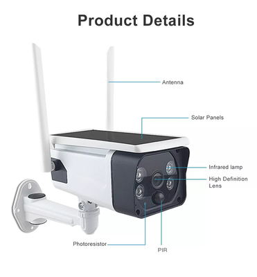 Rumah Pintar Konsumsi daya rendah Baterai nirkabel Kamera Surya Keamanan Pengawasan Luar Ruangan Kamera Wifi