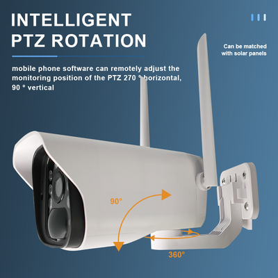 Kamera Keamanan Tenaga Surya Nirkabel Luar Ruangan Bertenaga Baterai 1080p Home WiFi Spotlight Color Night Vision IP66 PTZ Camera